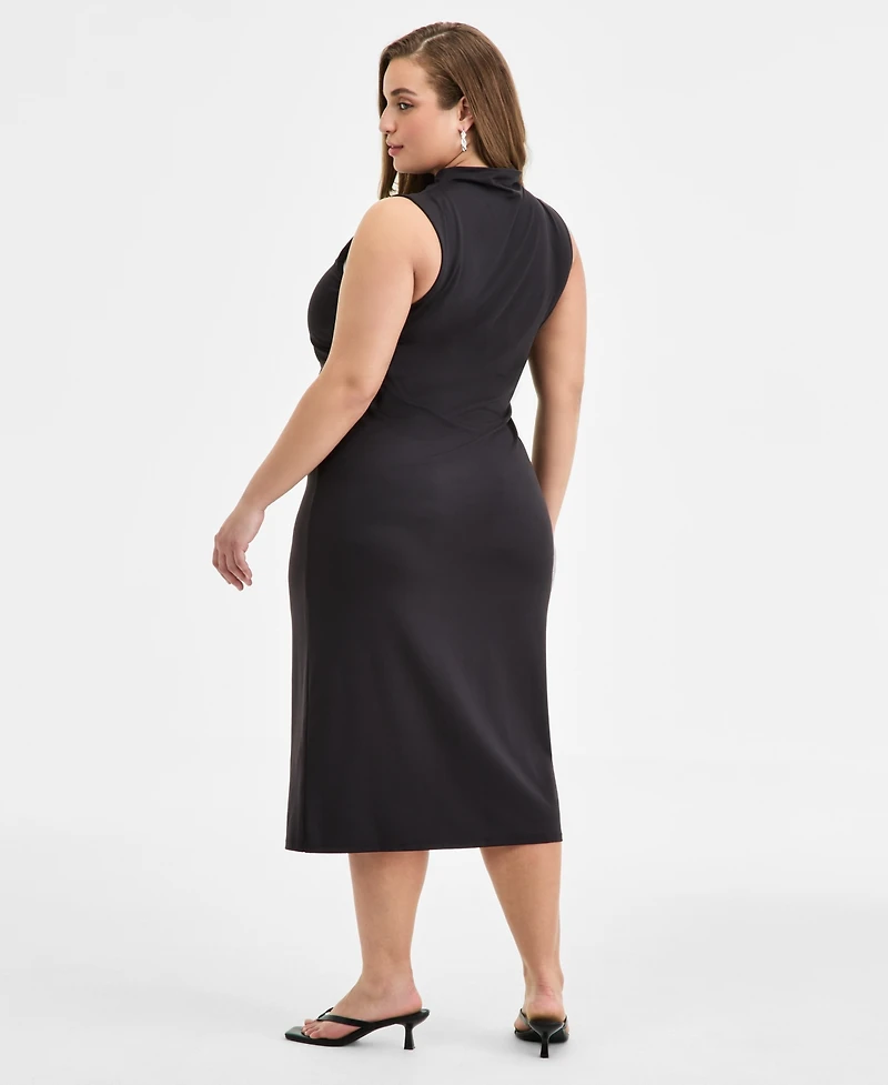 Bar Iii Trendy Plus Mock-Neck Midi Dress, Exclusively at Macy's