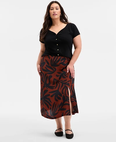 On 34th Trendy Plus Underwater Floral Slip Skirt, Exclusively at Macy's