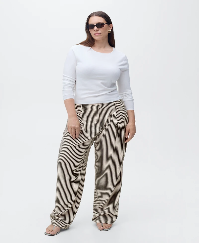 Mango Women's Texture Striped Pants