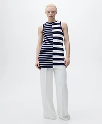 Mango Women's Combined Stripes Knitted Dress