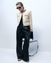 Mango Women's Contrasting Trims Tweed Jacket