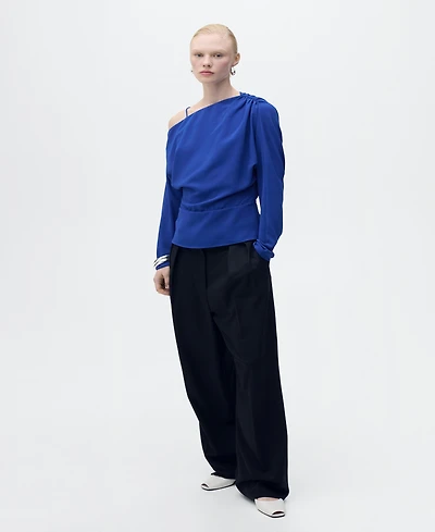 Mango Women's Asymmetrical Gathered Blouse