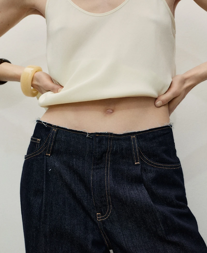 Mango Women's Wide Leg Denim Jeans