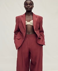 Mango Women's Wide Leg Linen-Blend Suit Pants