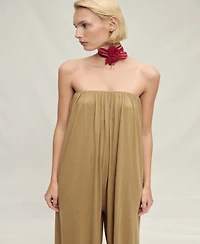 Mango Women's Puffed Hem Strapless Jumpsuit