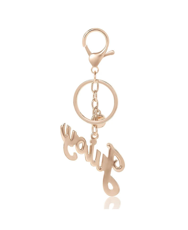 Juicy Couture Crystal Pave "Juicy" Script Keychain, Gold-Tone Bling Charm