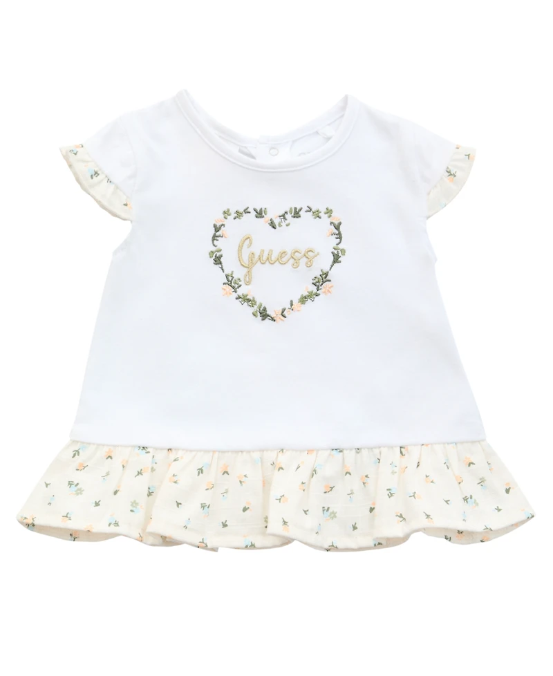 Guess Baby Girls 3-Piece Short Sleeve T-Shirt, Shorts, and Bucket Hat Set