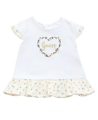 Guess Baby Girls 3-Piece Short Sleeve T-Shirt, Shorts, and Bucket Hat Set