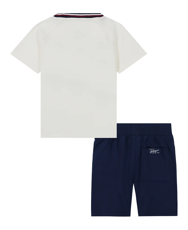 Tommy Hilfiger Toddler Boys 2-Piece Signature Raglan T-Shirt and French Terry Shorts Set