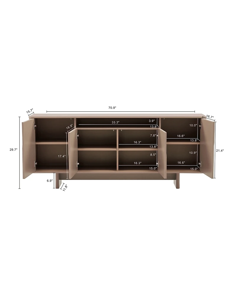 Manhattan Comfort Ella 70.9" Modern 9-Shelf Sideboard