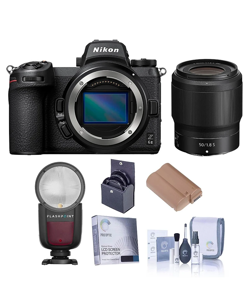 Nikon Z 6II Mirrorless Digital Camera with Nikkor Z 50mm f/1.8 S Lens, Bundle with Zoom Li-on X R2 Ttl On-Digital Camera Round Flash Speedlight, Extra
