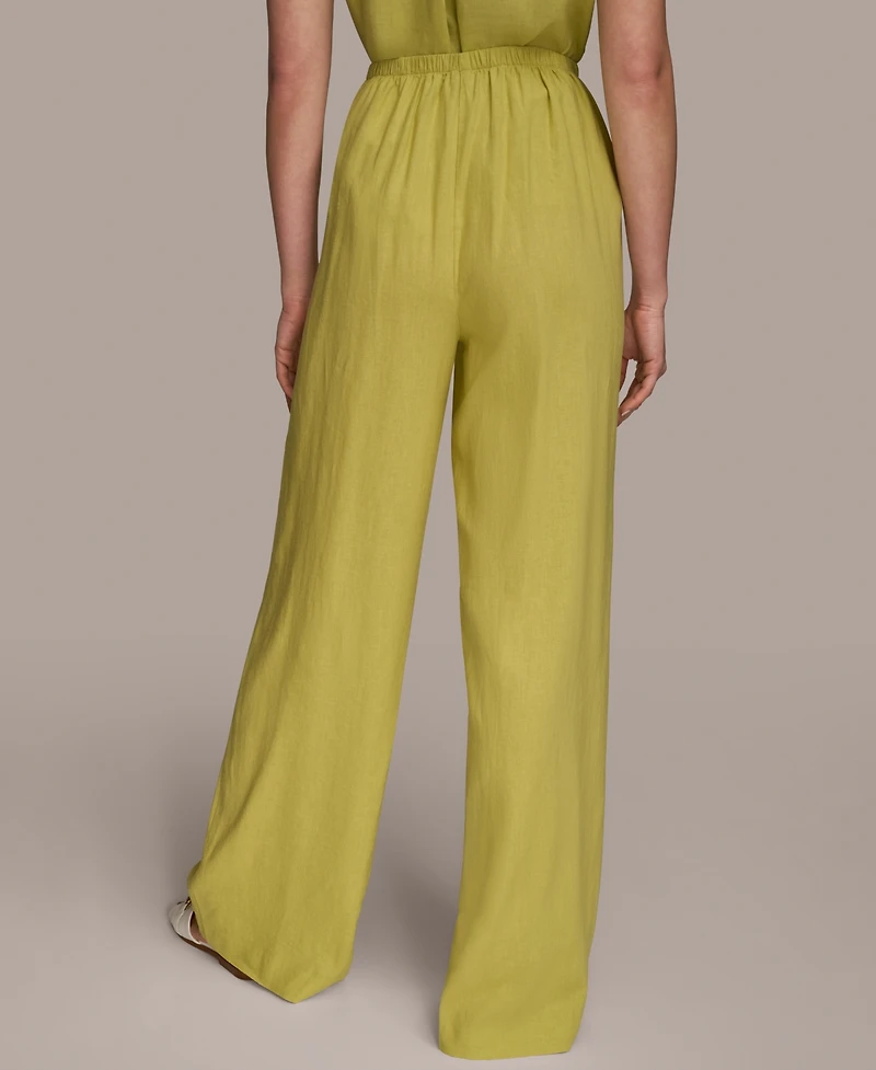 Donna Karan New York Women's Linen-Blend Wide Leg Pants