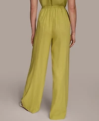 Donna Karan New York Women's Linen-Blend Wide Leg Pants