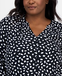 On 34th Trendy Plus Paint Dot Button-Front Blouse, Exclusively at Macy's