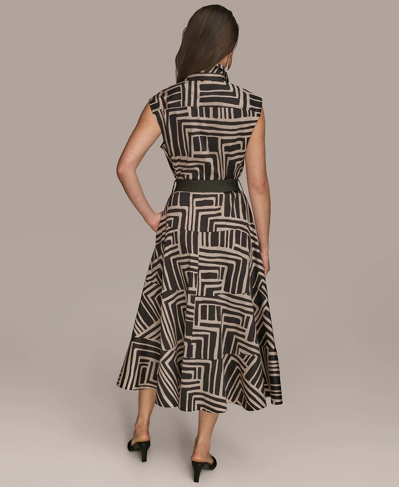 Donna Karan New York Women's Cap Sleeve Printed Shirt Dress