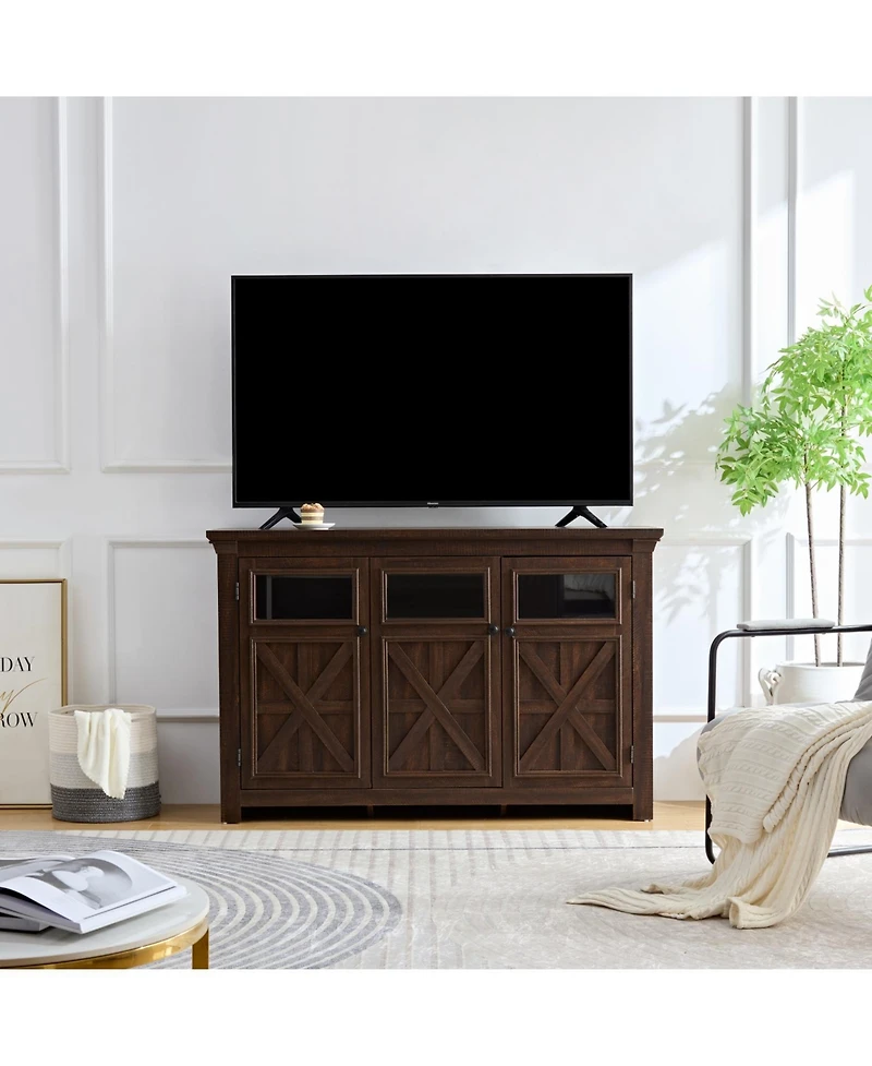 Streamdale Farmhouse Buffet Cabinet with Storage, 3 Doors, Adjustable Shelf, Espresso