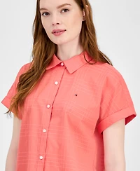 Tommy Hilfiger Women's Dobby Cotton Modern Camp Shirt
