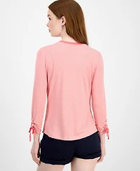 Tommy Hilfiger Women's Striped Ruched-Sleeve Top