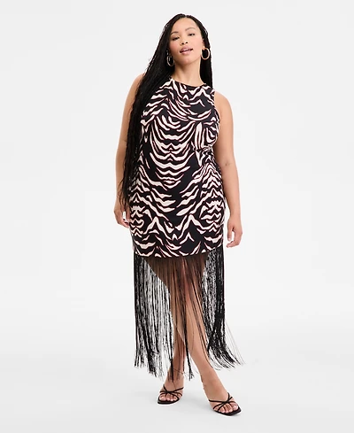 Bar Iii Plus Printed Halter Dress, Exclusively at Macy's