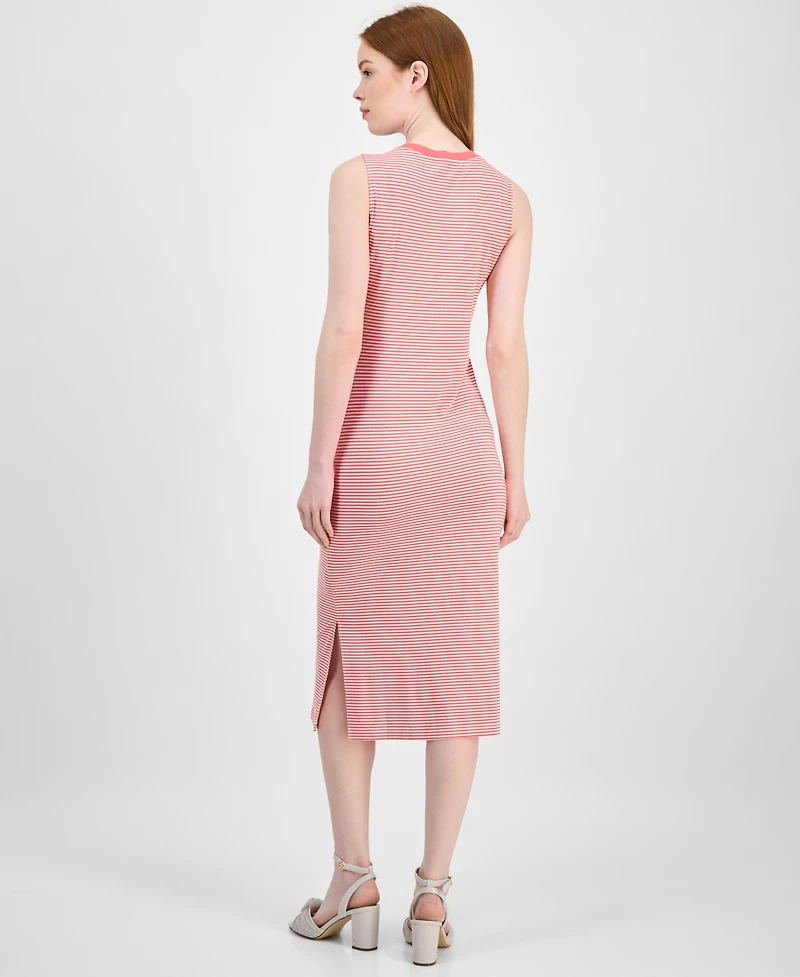 Tommy Hilfiger Women's Striped Crossover Midi Dress