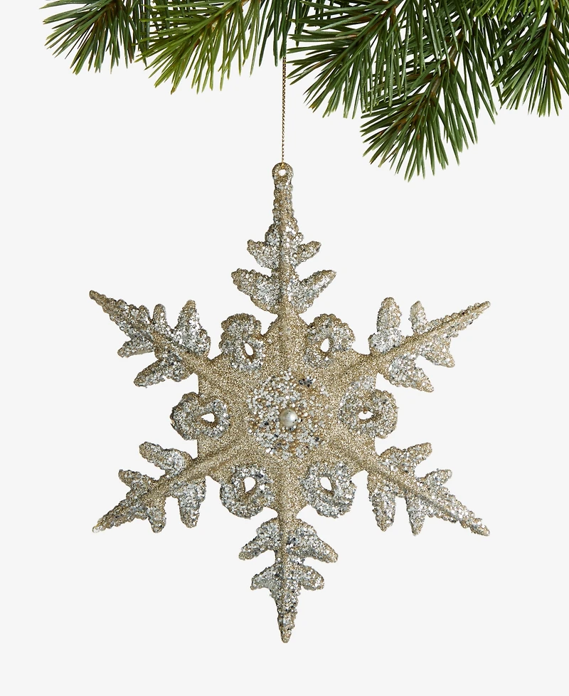 Holiday Lane Christmas Giltters Silver Snowflake Ornament, Macy's Exclusive