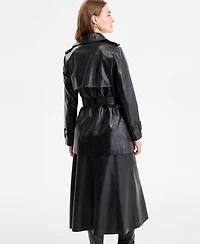 Bcbgmaxazria Petite Double-Breasted Faux-Suede Belted Trench Coat