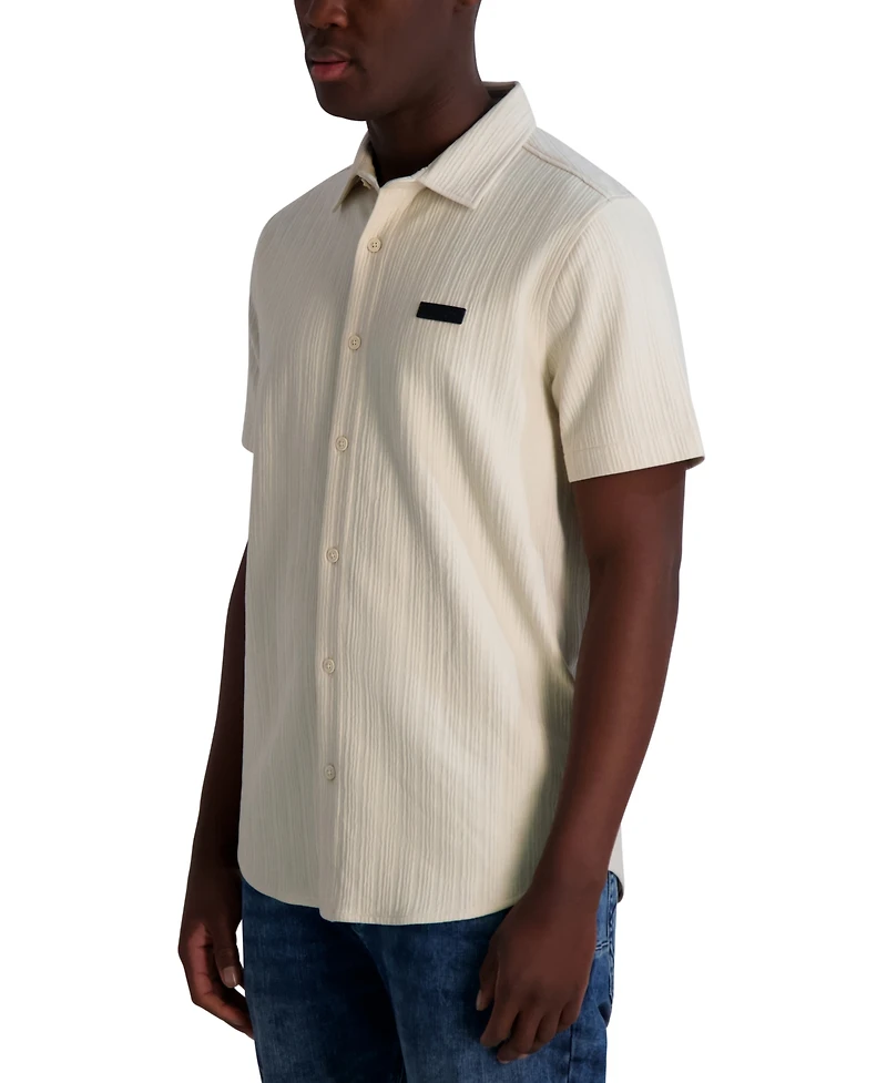Karl Lagerfeld Paris Men's Short Sleeve Button Front Shirt