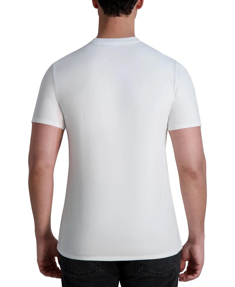 Karl Lagerfeld Paris Men's Short Sleeve Crewneck Racing Stripe Logo T-Shirt