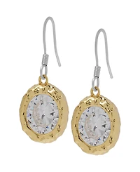 Macy's Cubic Zirconia Round Fish Wire 14K Gold Plate Earrings