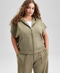 And Now This Trendy Plus Size Cap-Sleeve Scuba-Knit Hoodie, Exclusively at Macy's