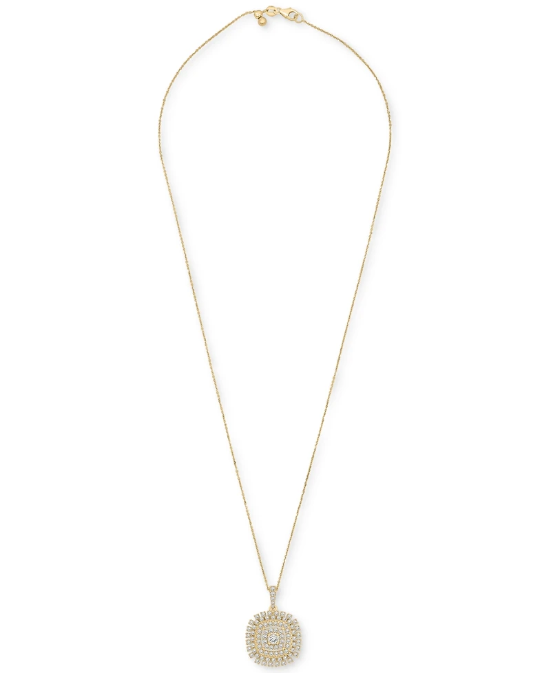 Diamond Openwork Cluster 18" Pendant Necklace (1 ct. t.w.) in 10k Gold, Exclusively at Macy's