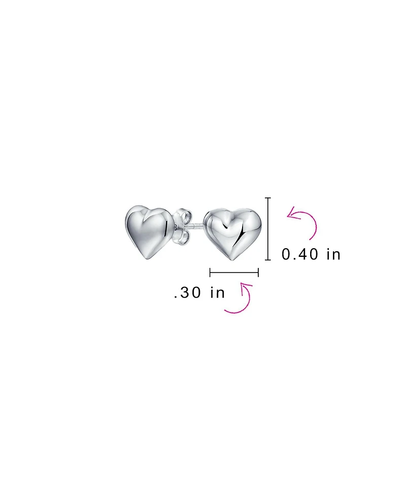 Bling Jewelry Set of 2 Double Open Heart Shaped Puffed Stud Earrings Rose Gold Plated Silver