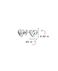 Bling Jewelry Set of 2 Double Open Heart Shaped Puffed Stud Earrings Rose Gold Plated Silver