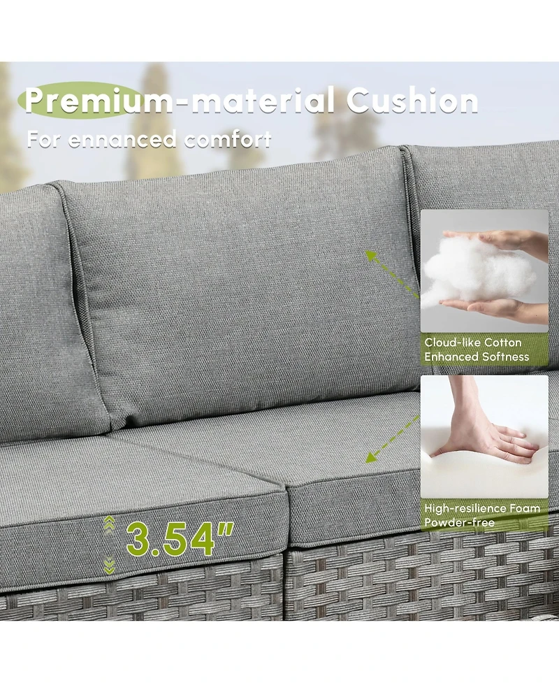 Xizzi Patio Furniture Set,6 Piece Outdoor Sectional Sofa Couch Set,Patio Conversation Set with Modular Wicker Chairs,Widened Armrest,Side Table,Orange