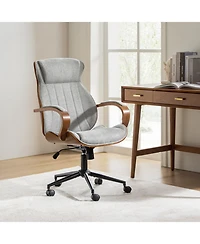 Nuria Office Chair 360-Degree Swivel with Solid Wood Armrests