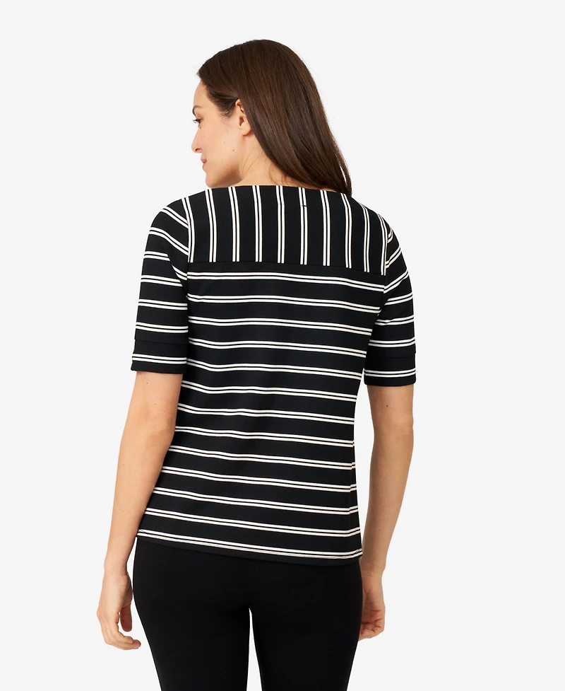 Cable & Gauge Women's Stripe Boatneck Top