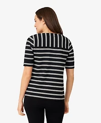Cable & Gauge Women's Stripe Boatneck Top