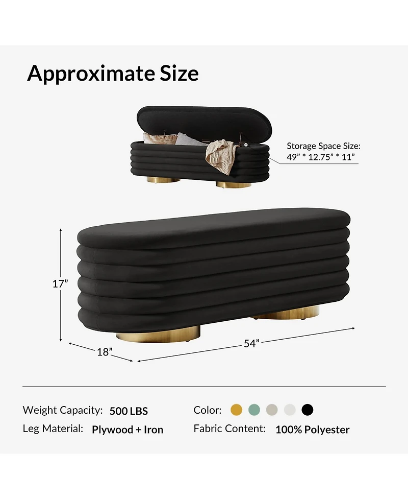 Rupert Bench with Gold-finished Metal Legs