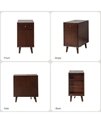 Mid-century Modern Mitch End Table with Storage and Built-In Outlets