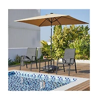 Yaheetech Set of 2 Outdoor Texteline Stackable Dining Chairs, Gray