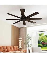 65 inch ceiling fan without light, can be used both indoors and outdoors, with remote control, reversible Dc motor, no noise, suitable for bedroom, li