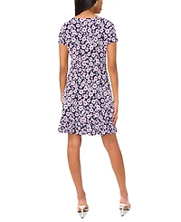 Msk Women's Printed Round-Neck Short-Sleeve Dress