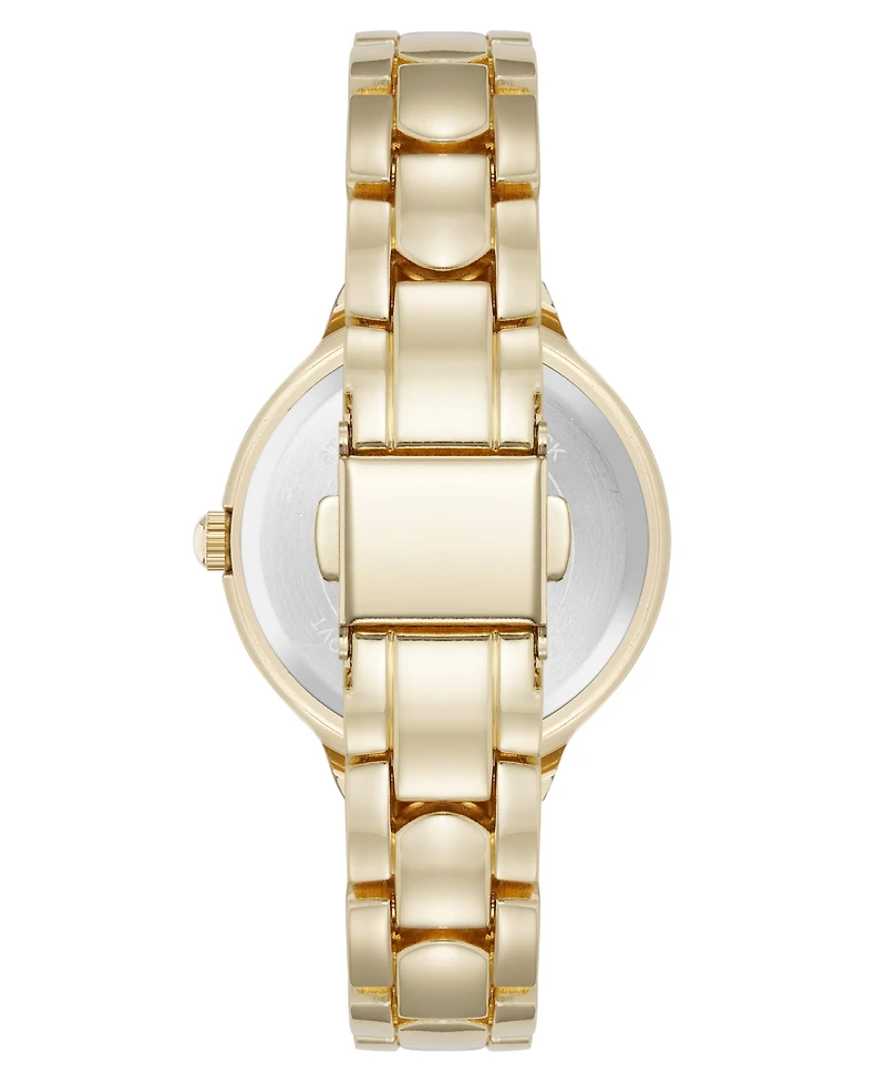 Anne Klein Women's Quartz Delicate Crystal Accented Champagne Dial Gold-Tone Alloy Metal Watch, 28mm