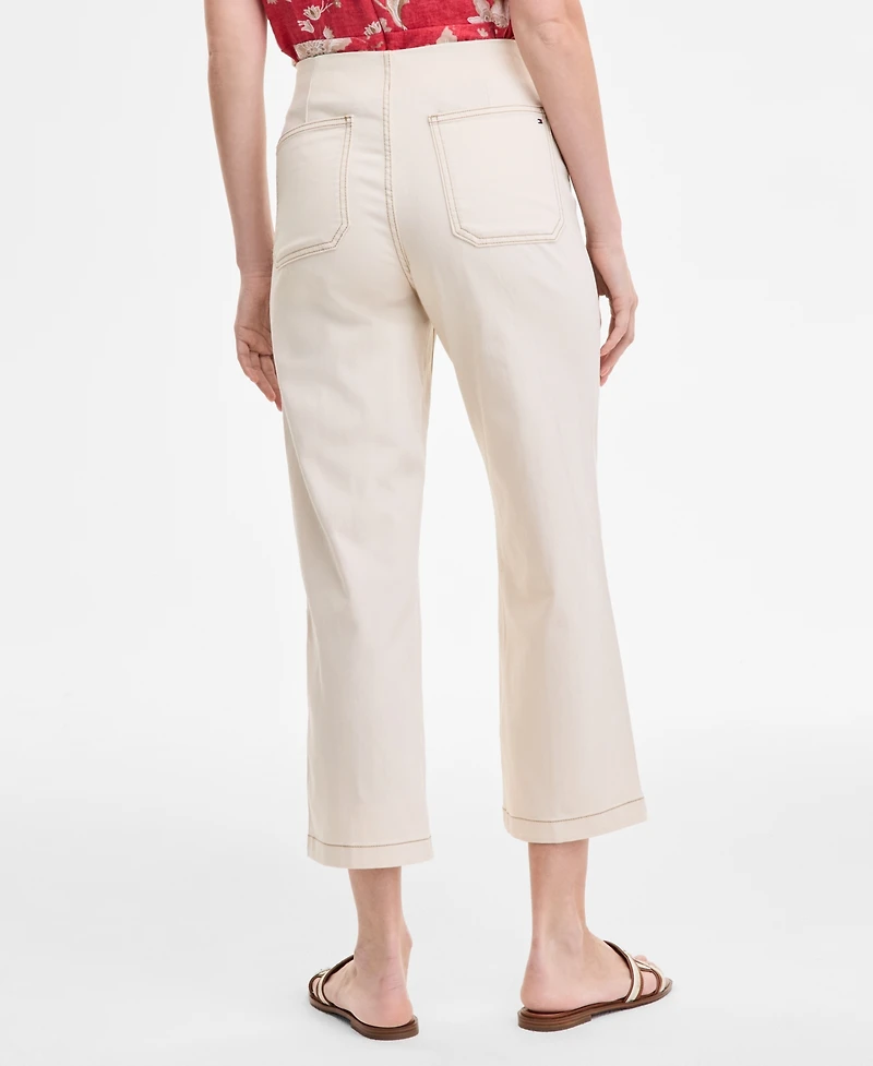 Tommy Hilfiger Women's Wide-Leg No-Waistband Cropped Denim Jeans