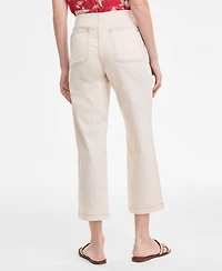 Tommy Hilfiger Women's Wide-Leg No-Waistband Cropped Denim Jeans