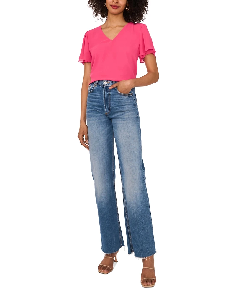 Vince Camuto Women's V-neck Tulip Sleeve Blouse
