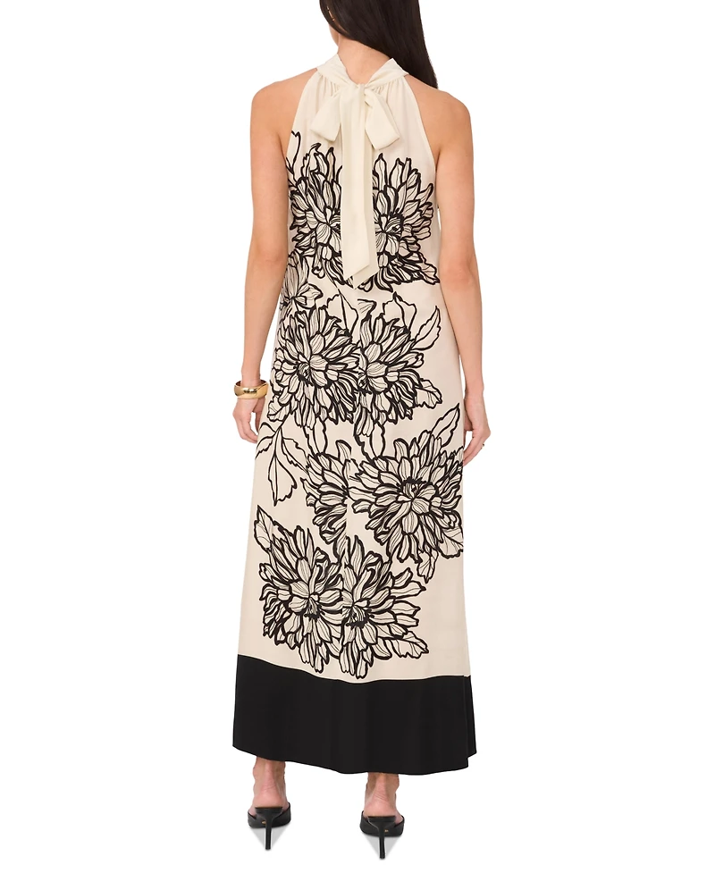 Vince Camuto Women's Floral Halter Tie-Back Maxi Dress