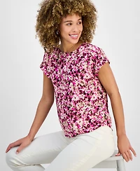 Jones New York Women's Floral-Print Short-Sleeve Top