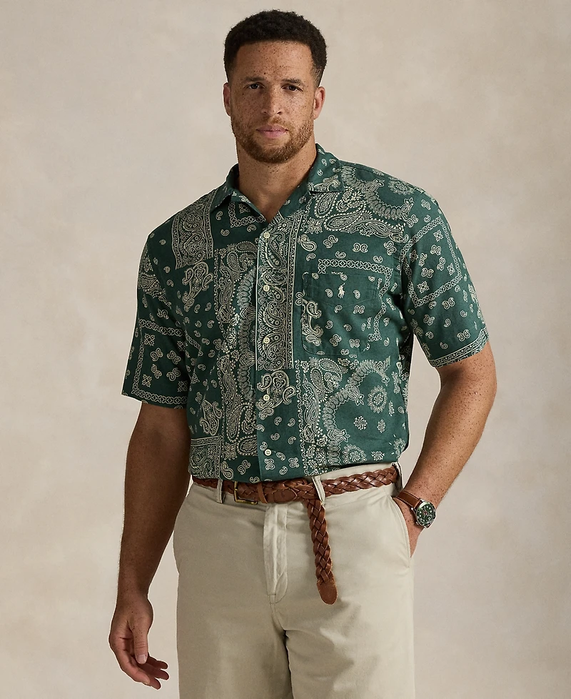 Polo Ralph Lauren Men's Big & Tall Bandanna-Print Camp Shirt