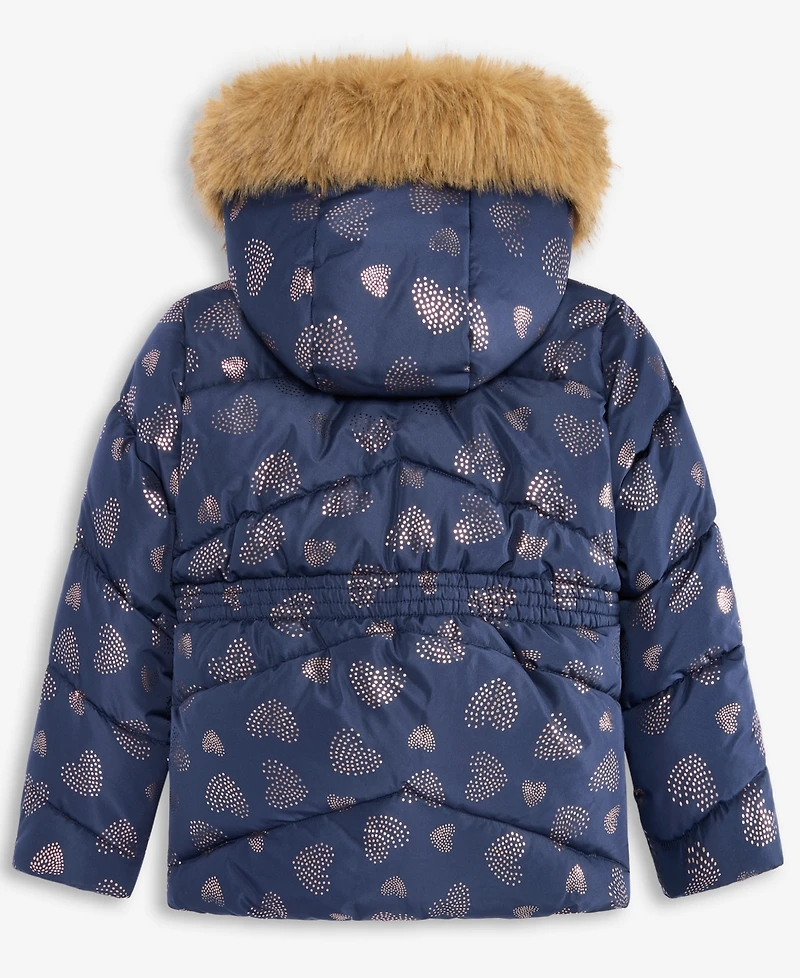 S Rothschild & Co Toddler and Little Girls Foil Quilt Puffer Jacket